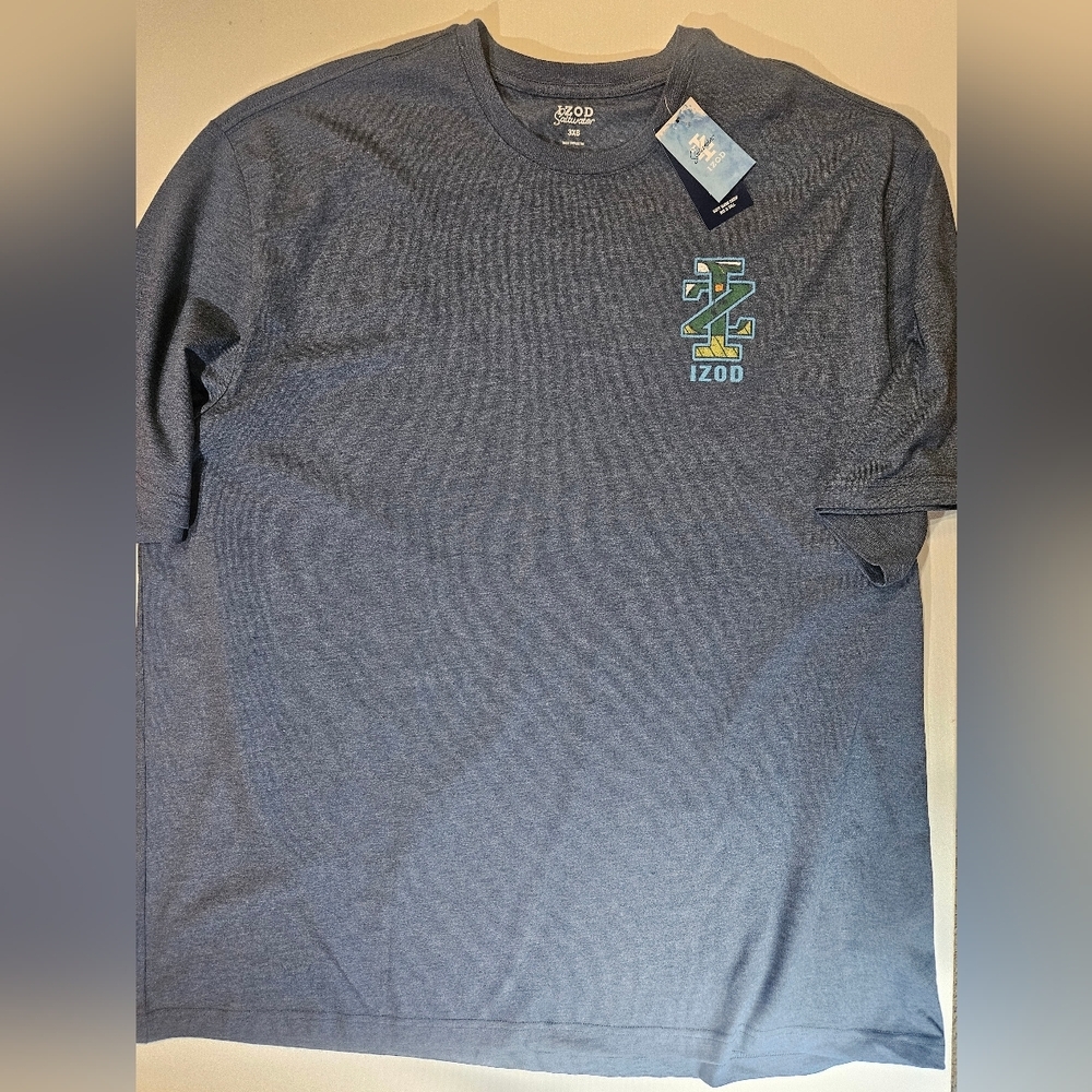 Izod Saltwater T-shirt Mens 3XB Navy Blue Golf‎ Themed Soft Stretchy Casual Tee